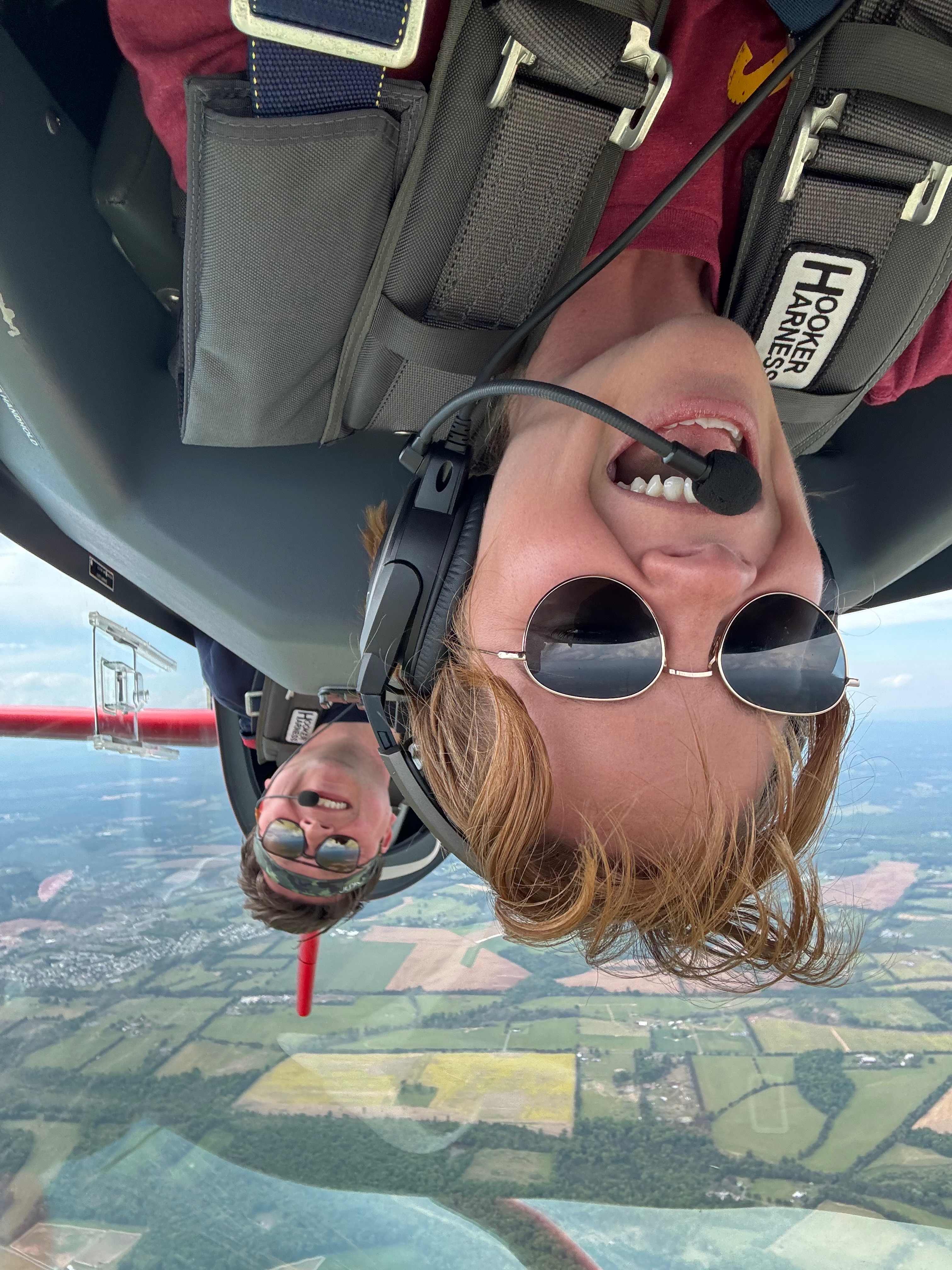 Two pilots flying upside down
